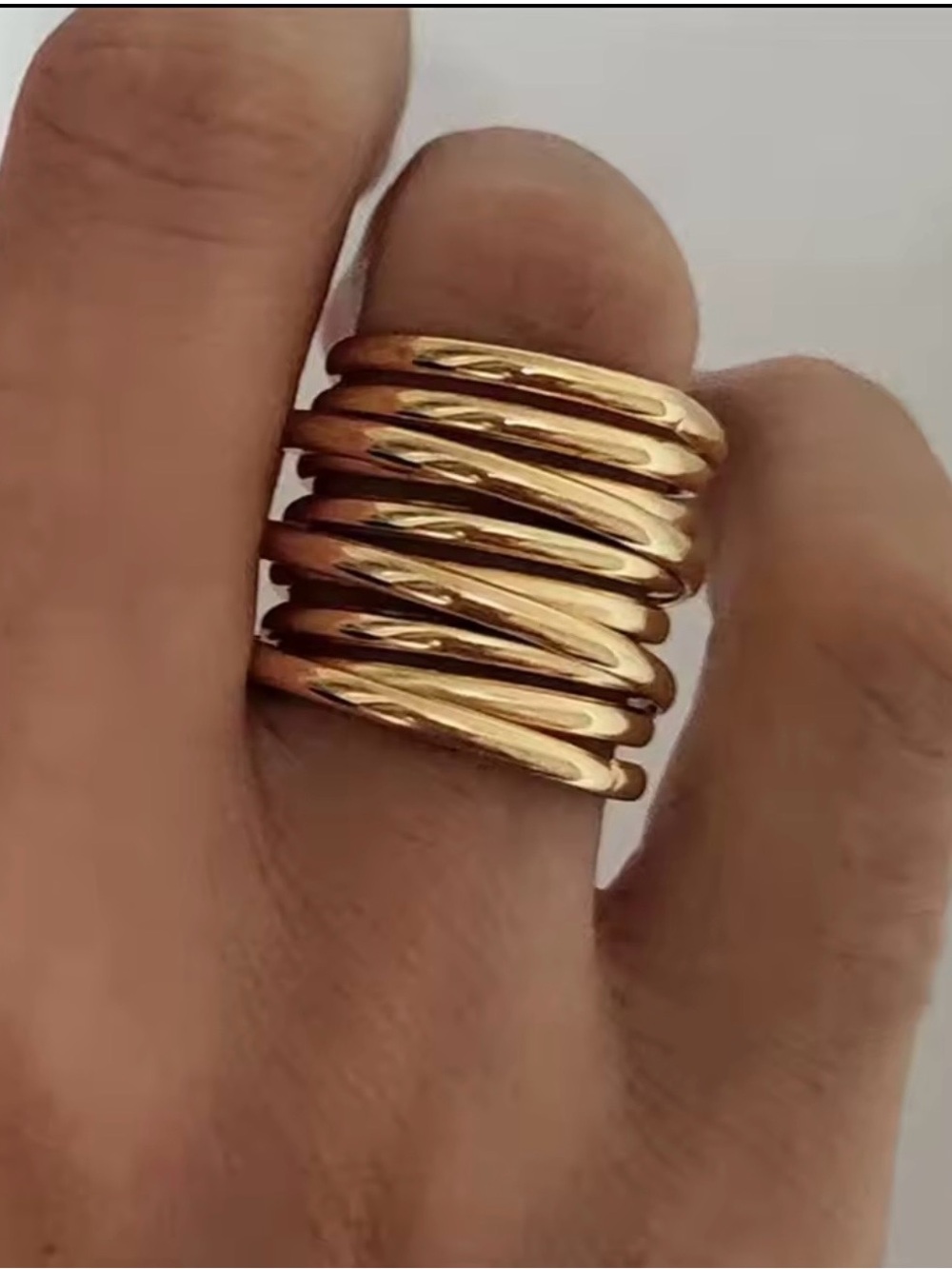 Gold-Tone Multi-Band goldSpiral Ring - Women's sterling silver waterproof size 7